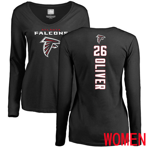 Atlanta Falcons Black Women Isaiah Oliver Backer NFL Football #26 Long Sleeve T Shirt->nfl t-shirts->Sports Accessory